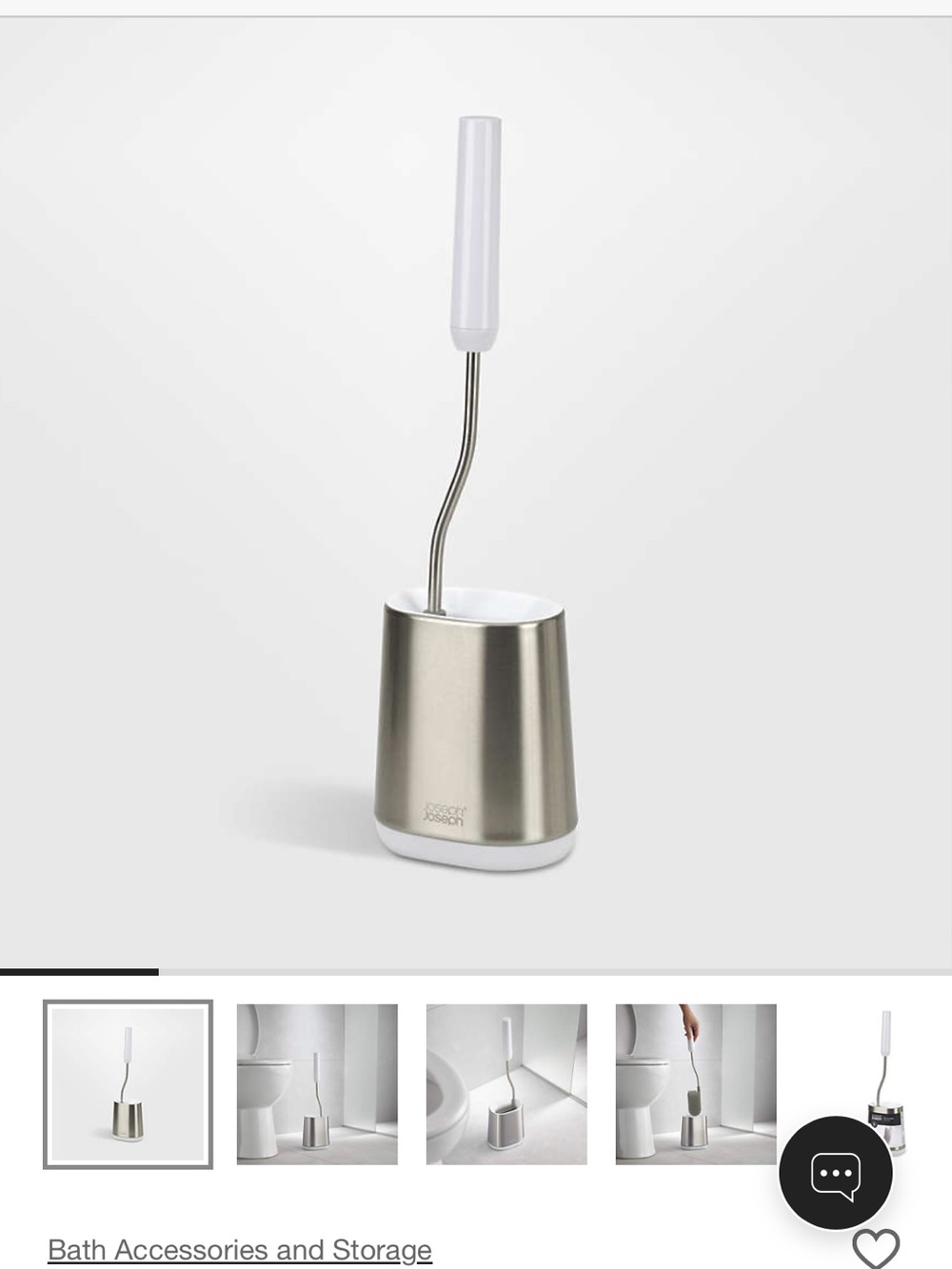 Crate&Barrel Stainless Steel and White Toilet Brush with Holder (still in box)
